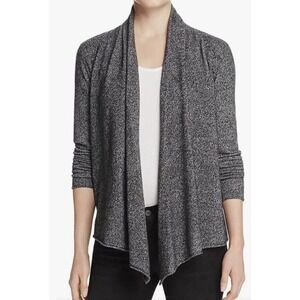 AQUA Drape Front 100% Cashmere Cardigan Sz S Sweater Black White Twist